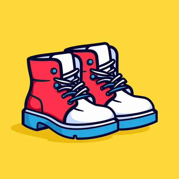 Une Paire Chaussures Rouges Blanches Sur Fond Jaune — Image vectorielle