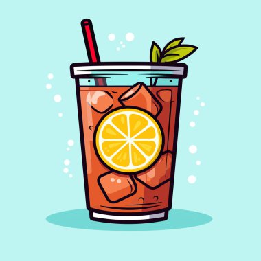 Bir bardak buzlu çay ve bir dilim limon.