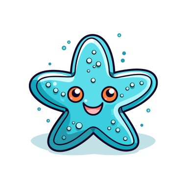 Turuncu gözlü ve gülümseyen mavi bir denizyıldızı.