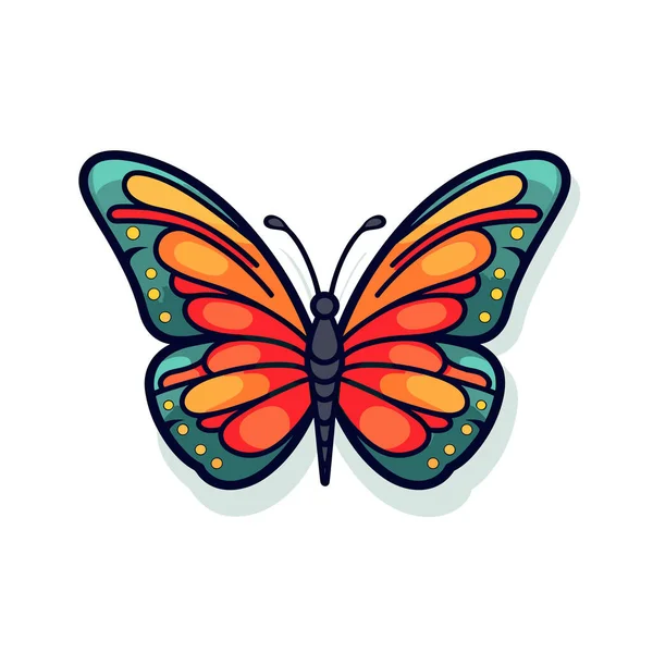 Ein Bunter Schmetterling Auf Weißem Hintergrund — Stockvektor
