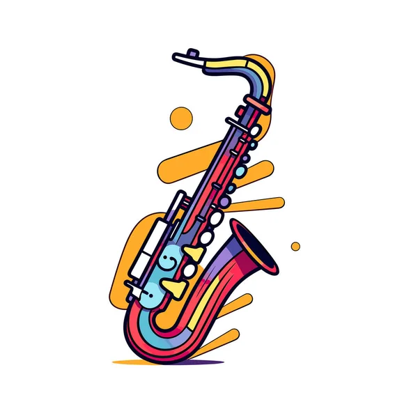 Colorful Saxophone Music Notes Coming Out — Stock Vector