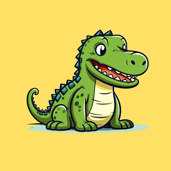 Ein Cartoon Alligator Auf Gelbem Hintergrund — Stockvektor