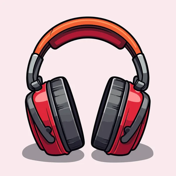 Pair Red Headphones White Background — Stock Vector