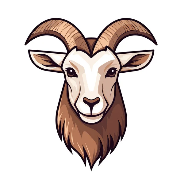 長い角を持つヤギの頭 — ストックベクタ
