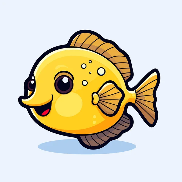 Pesce Giallo Con Grande Sorriso Sul Viso — Vettoriale Stock