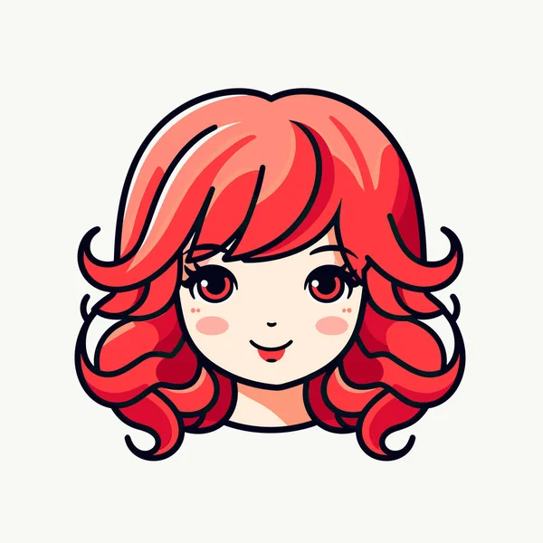 Kızıl Saçlı Büyük Gözlü Bir Kız — Stok Vektör