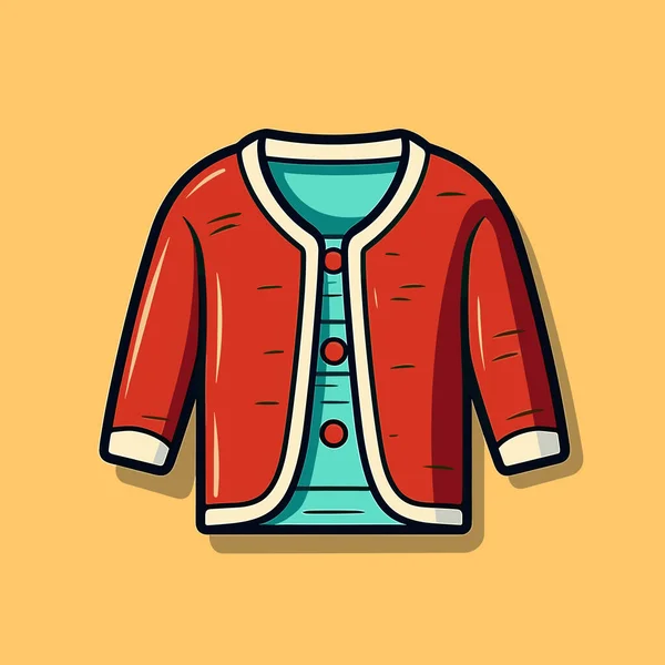 Una Giacca Rossa Con Una Camicia Blu Sotto — Vettoriale Stock