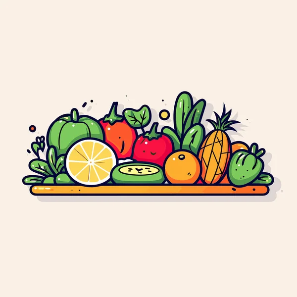 Kilka Owoców Warzyw Tacy — Wektor stockowy