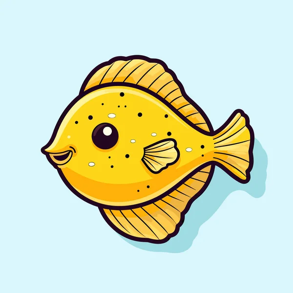 Pequeno Peixe Amarelo Com Olho Negro — Vetor de Stock