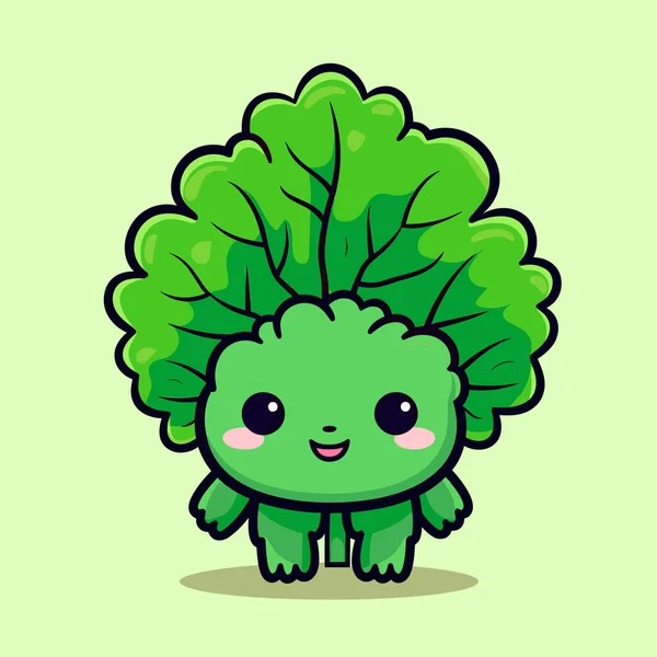 Zielone Brokuły Wielkim Uśmiechem Twarzy — Wektor stockowy