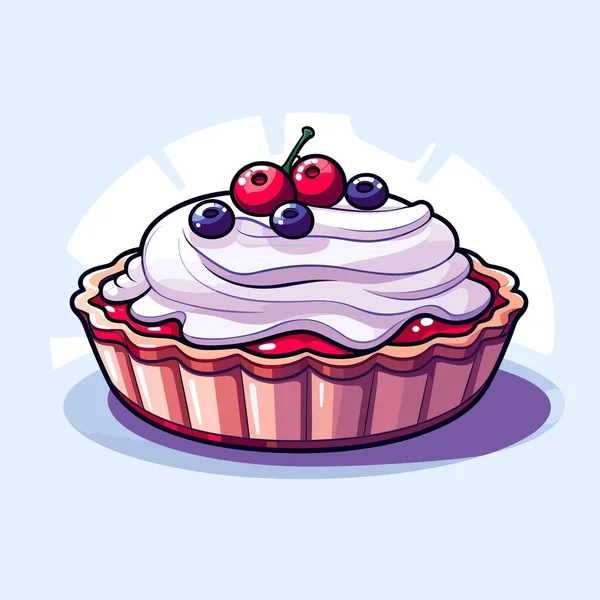 Cupcake Avec Crème Fouettée Cerises Sur Dessus — Image vectorielle