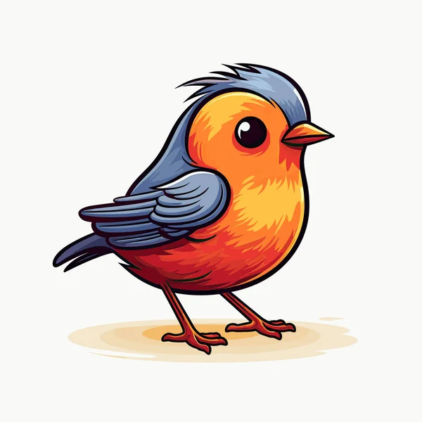 Small Bird Blue Head Orange Body — Stock Vector