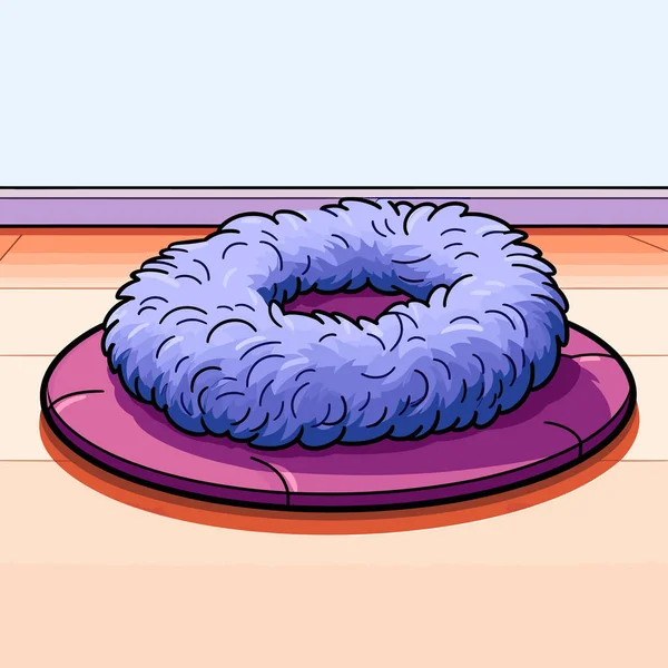Een Donut Zittend Een Kussen Vloer — Stockvector