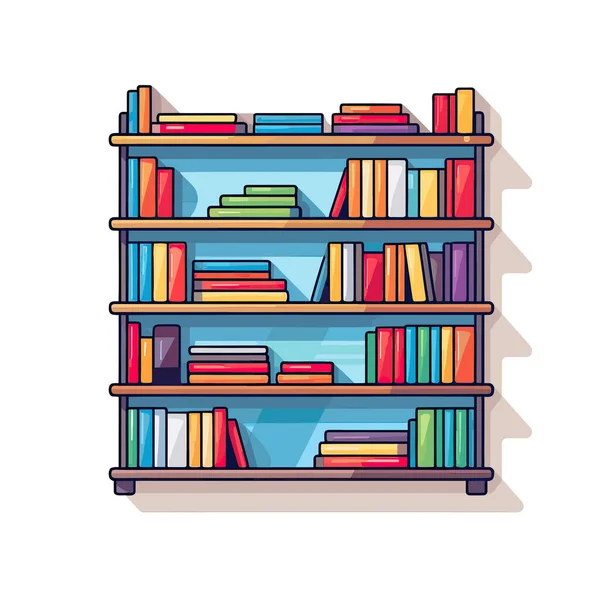 たくさんのカラフルな本でいっぱいの本棚 — ストックベクタ