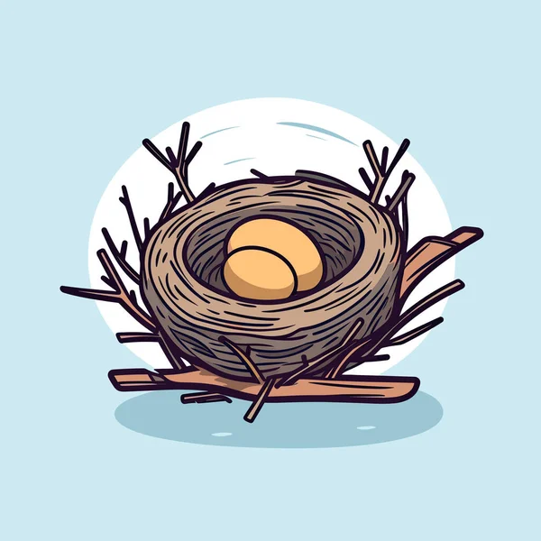 一个鸟巢 里面有两个蛋 — 图库矢量图片