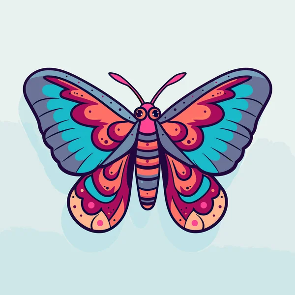 Ein Bunter Schmetterling Auf Blauem Hintergrund — Stockvektor