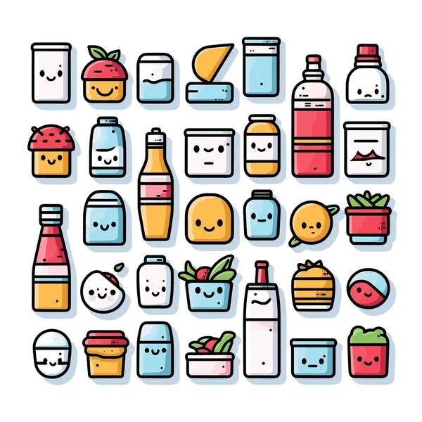 Monte Diferentes Tipos Alimentos Bebidas —  Vetores de Stock