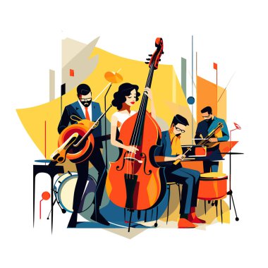 A group of people that are playing instruments clipart