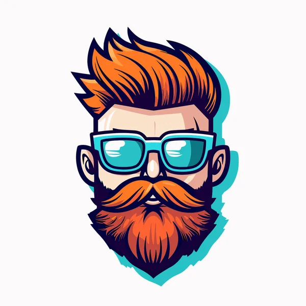 Uomo Barbuto Con Occhiali Barba — Vettoriale Stock