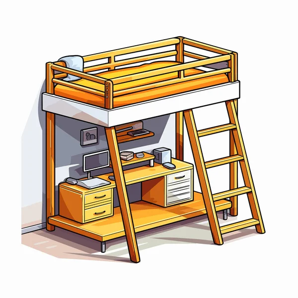 Bunk Bed Desk — Stock Vector
