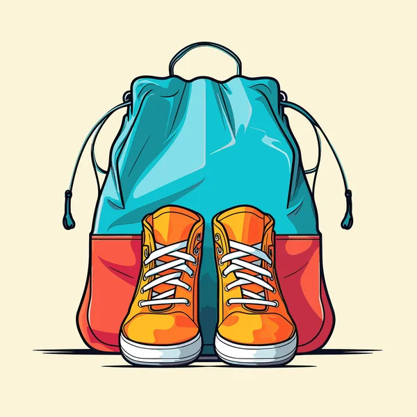 Pair Shoes Sitting Top Bag — Stock Vector