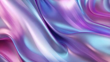 Yanardöner krom kumaş arka plan ve holografik folyo dokusuna sahip metalik bir yansımanın 3 boyutlu animasyonu