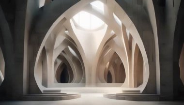 Üç boyutlu animasyon ve soyut somut elementlerle bir gotik iç mekan oluşturma