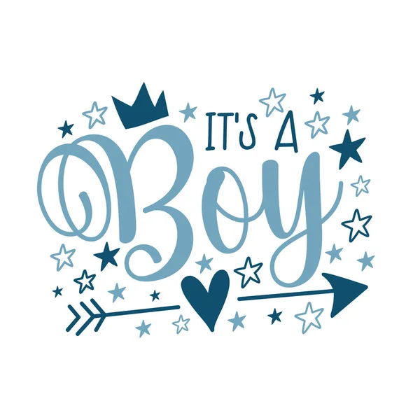 Una Letra Saludo Boy Newborn Con Corona Bueno Para Impresión — Vector de stock