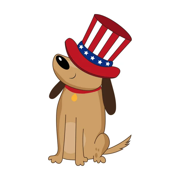 Lindo Perro Con Sombrero Americano Ilustración Vectorial Dibujada Mano Bueno — Archivo Imágenes Vectoriales