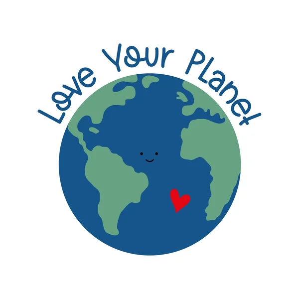 爱你的行星 手绘地球的心脏 地球日 快乐解锁 — 图库矢量图片