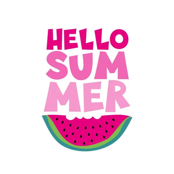 Hello Summer Saying Armelon Slice Хороший Поздравительных Открыток Плакатов Этикеток — стоковый вектор