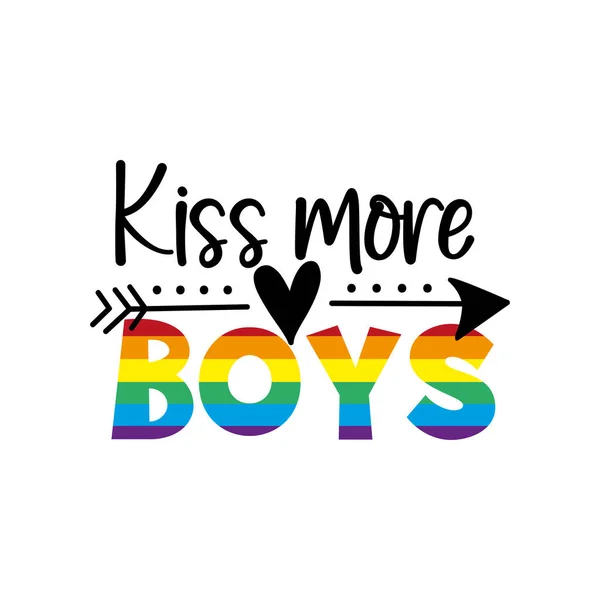 Pocałuj Więcej Chłopców Slogan Lgbt Kotami Przeciwko Dyskryminacji Homoseksualnej — Wektor stockowy