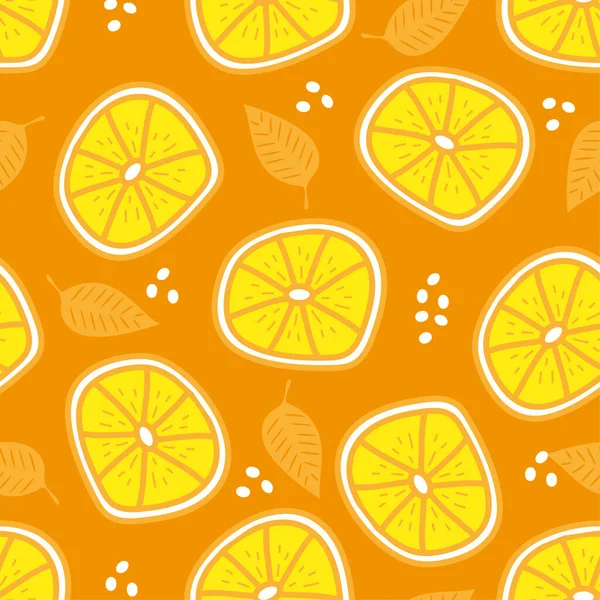 Lemon Pattern Hand Drawn Lemon Slice Levaes Seamless Pattern Good — Stock Vector