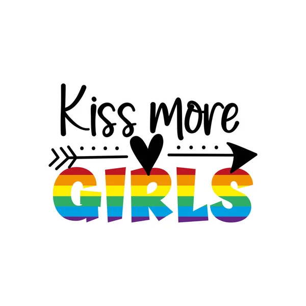 Kiss More Girls Lgbt Slogan Cats Homosexual Discrimination — Stock Vector