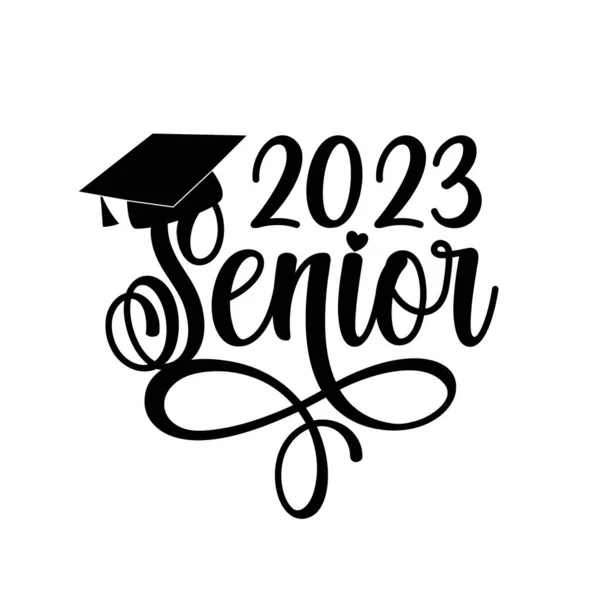 Senior 2023 Graduation Cap Πρότυπο Για Σχεδιασμό Αποφοίτησης Κόμμα Γυμνάσιο — Διανυσματικό Αρχείο