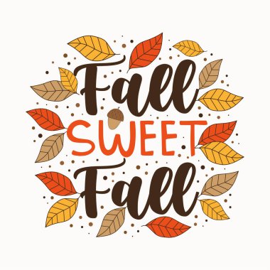 Sonbahar yaprakları ve meşe palamudu eşliğinde tatlı düşüşü. Tebrik kartı, poster, afiş, şablon ve diğer dekorasyon için iyi.