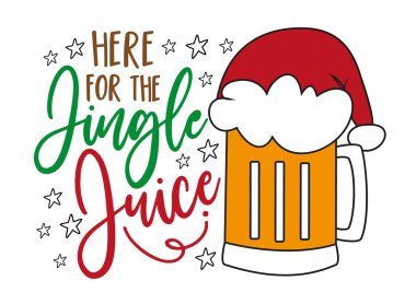 Noel Baba şapkasında bira fincanı olan cıngıl suyu için buradayım. Noel hediyesi tasarımı..