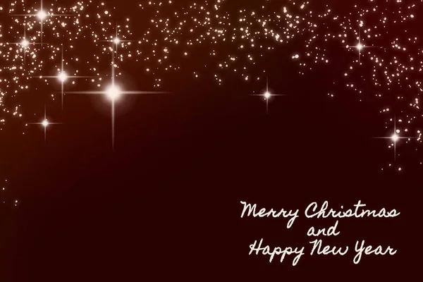 Rojo Oscuro Feliz Navidad Feliz Año Nuevo Fondo Con Estrellas — Foto de Stock