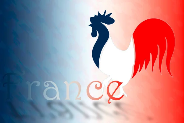 フランスの旗の色の鶏とポスター 単語フランスとテキストのための十分なスペース — ストックベクタ