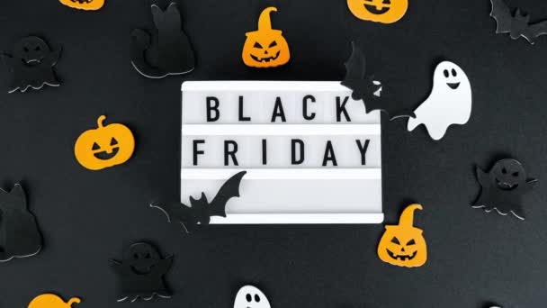 Powiększ Lightbox Tekstem Black Friday Halloween Dekoracje Sprzedaż Koncepcji Zakupów — Wideo stockowe
