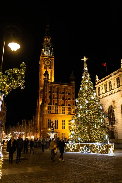 Gdansk Polônia Março 2022 Cidade Velha Gdansk Noite Inverno Férias — Fotografia de Stock