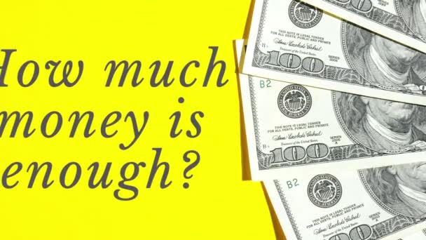 Zoom Out Como Muito Dinheiro Suficiente Dinheiro Citar Nos Dólar — Vídeo de Stock