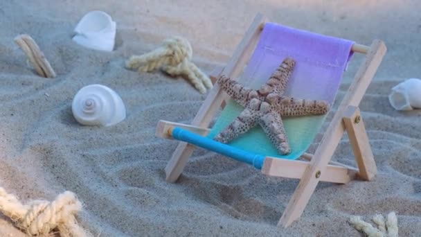 Sunny Holidays Beach Sand Toys Beach Accessories Sea Shells Sea — Stock Video