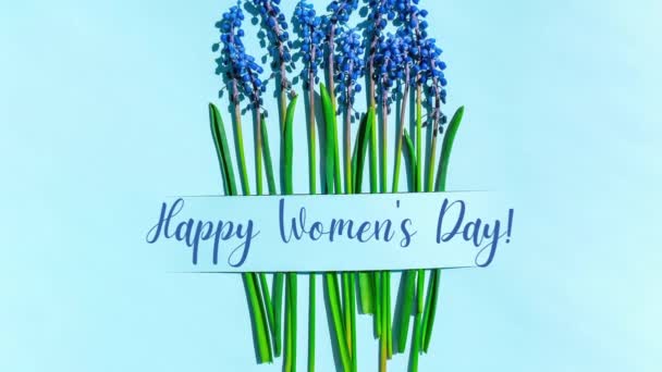 Vergrößern Sie Das Postkartenlayout Happy Womens Day Frühling Modernes Stillleben — Stockvideo