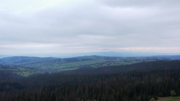 Widok Lotu Ptaka Zakopane Pod Tatrami Pasma Górskiego Gubałówka Drone — Wideo stockowe