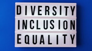 4k zoom in out Diversity inclusion equality lettering. Text. Diversity, Age, Ethnicity, Sexual Orientation, Gender, Religion Equal rights social concept Human tolerance