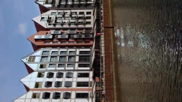 Gdansk Poland May 2022 Modern Buildings Motlawa River Old Town — Wideo stockowe