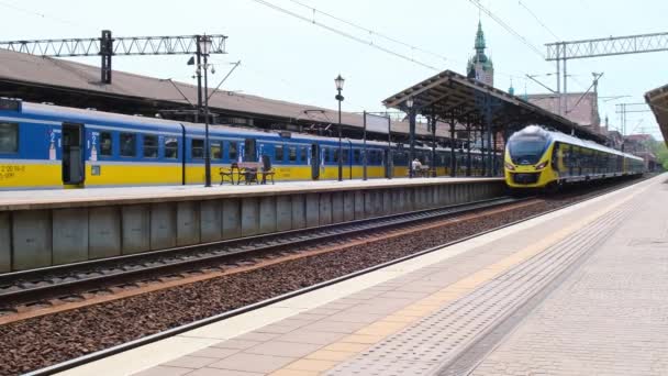 Gdańsk Polska Lipiec 2022 Pociąg Międzymiastowy Pkp Kursujący Dworzec Gdański — Wideo stockowe