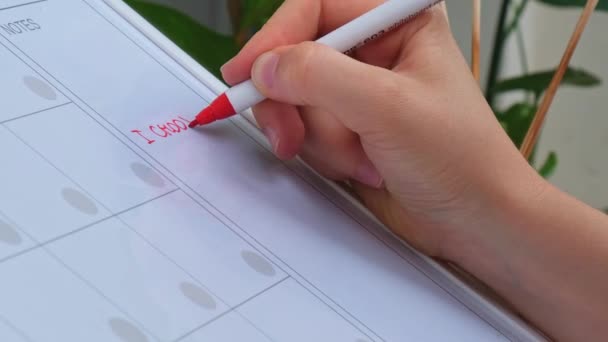 Female Hand Writing Text Choose Happiness Health Joy Marker Whiteboard — Stok video