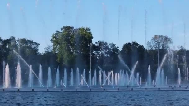 Wroclaw Multimedia Fountain Show Před Stulecia Centennial Hall Sportovní Zábavní — Stock video